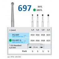 Freze diamantate, sferice cu gatul lung, forma 697 HORICO